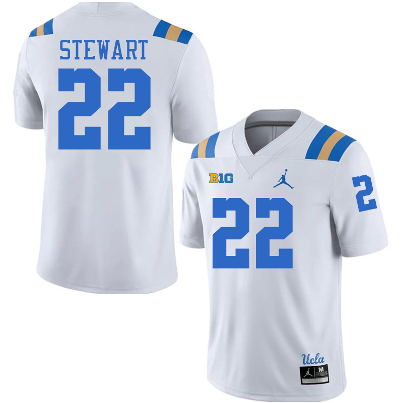 UCLA Bruins #22 Croix Stewart Big 10 Conference College Football Jerseys Stitched Sale-White
